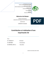 Contribution Et Réalisation D'une Imprimante 3d: Mémoire de Master