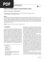 Study On Centrality Measures in Social Networks: A Survey: Kousik Das Sovan Samanta Madhumangal Pal