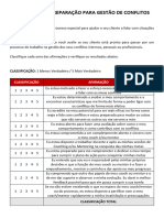 Avaliação de Preparação para Gestão de Conflitos: CLASSIFICAÇÃO: 1 Menos Verdadeiro / 5 Mais Verdadeiro