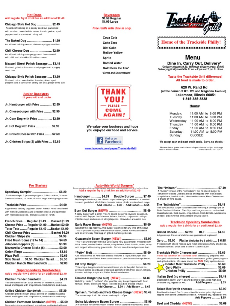 Trackside Grill Menu_10 17 2011 Hot Dog Hamburgers