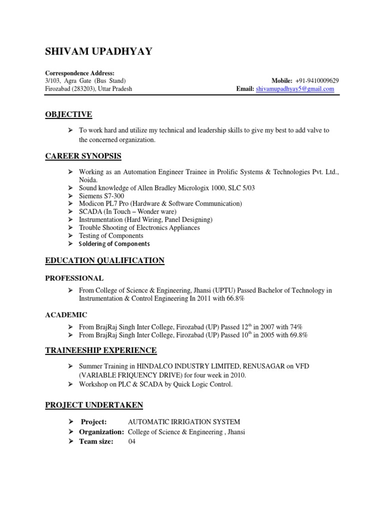 Shivam Upadhyay - Automation Engineer CV | PDF | Business | Technology ...