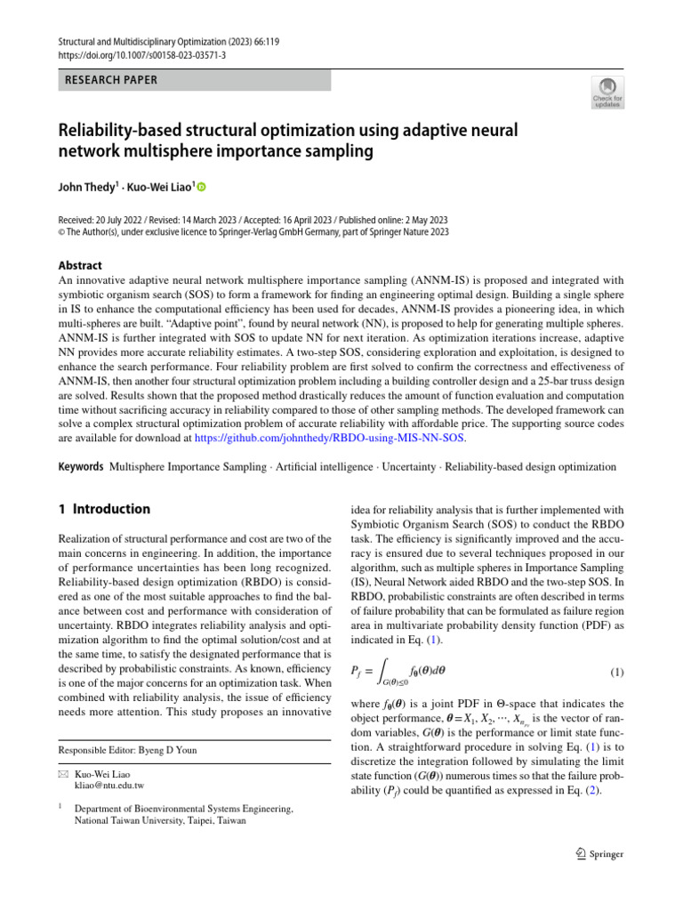  2023 reliability based structural optimization using adaptive neural