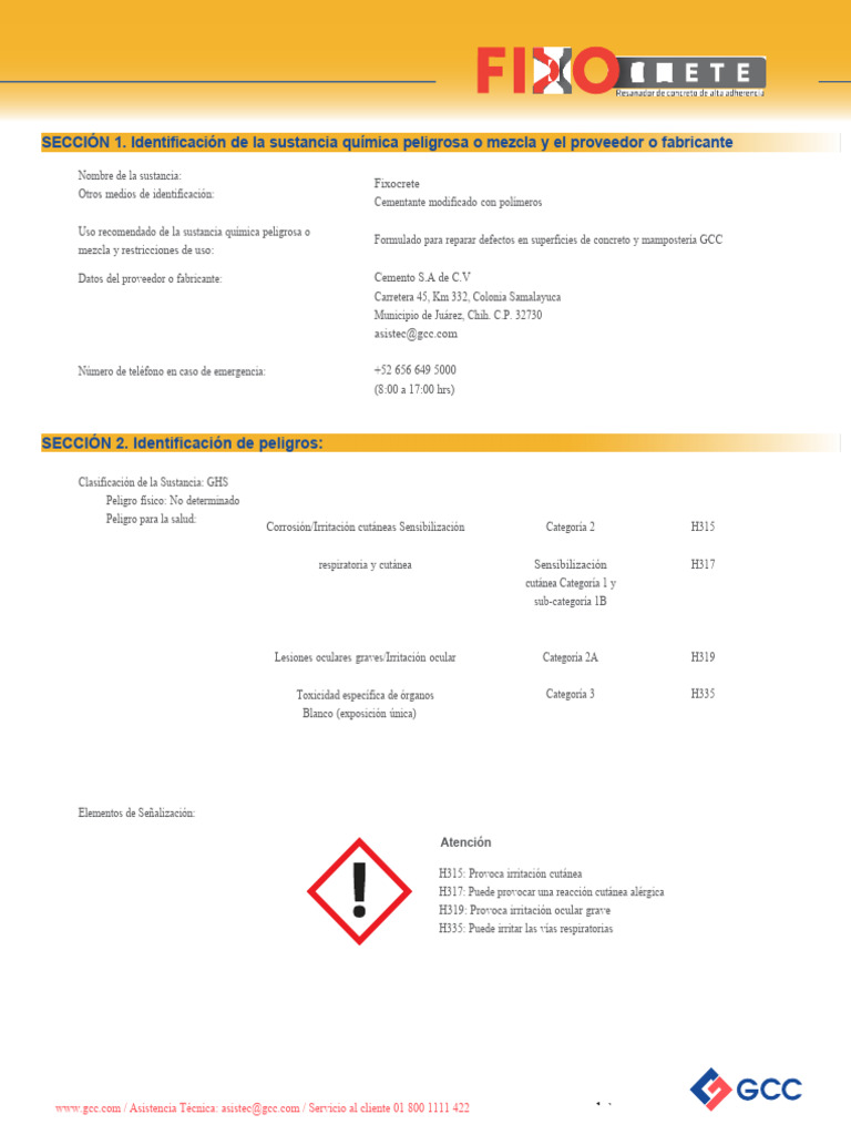HDS Fixocrete | PDF | Residuos | Ventilación (Arquitectura)