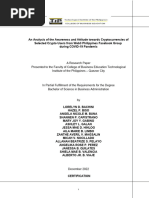 Group1 An Analysis of The Awareness and Attitude Towards Cryptocurrencies of Selected Crypto Users From Web3 Philippines Facebook Group During COVID-19 Pandemic