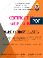 Certificate of Participation: Mark Anthony Llantos