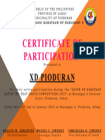 Certificate of Participation: XD Pioduran