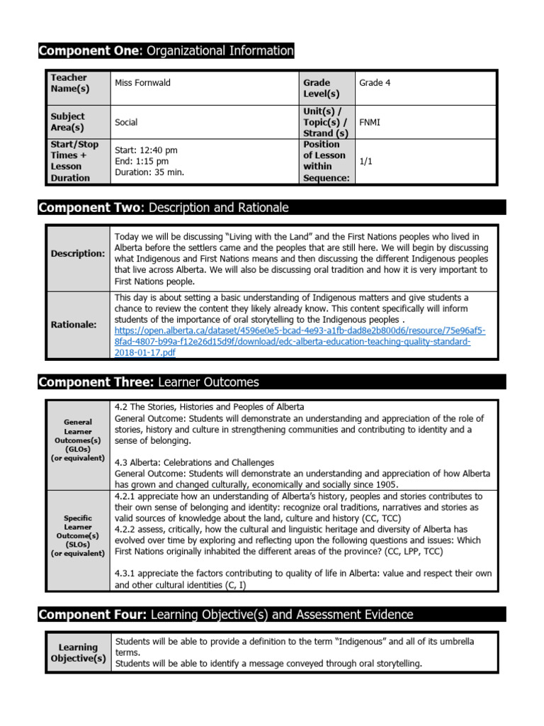 Component One Organizational Information PDF Storytelling Learning
