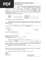 Deed of Absolute Sale of Motor Vehicle