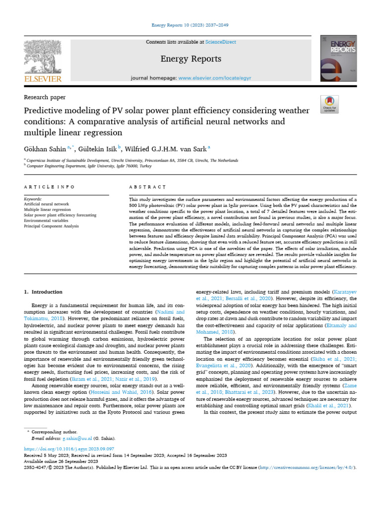 Predicting PV Solar Efficiency with AI | PDF | Photovoltaics | Solar Power