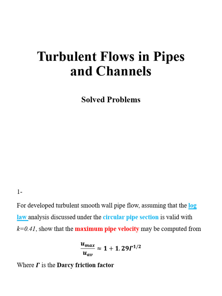 Wall bounded turbulent part 2 solved problems printing pdf fluid