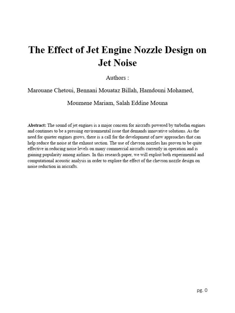 Influence of Jet Engine Nozzle Design On Noise Generation 1 1 1 PDF