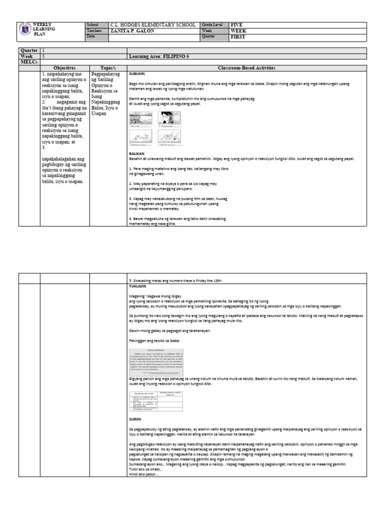 five-zanita-p-galon-week-first-quarter-1-week-learning-area-filipino
