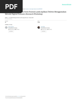 Analisis Perbandingan Tools Forensic pada Aplikasi Twitter Menggunakan Metode Digital Forensics Research Workshop