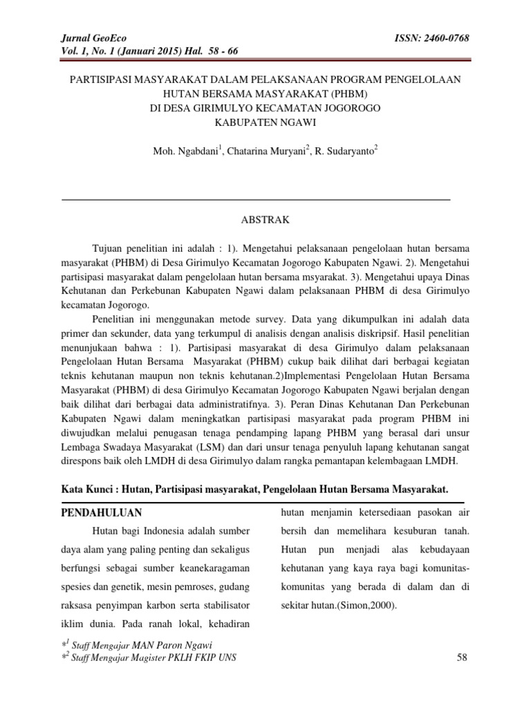 Partisipasi Masyarakat dalam PHBM Hutan | PDF