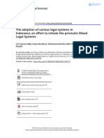 The Adoption of Various Legal Systems in Indonesia An Effort To Initiate The Prismatic Mixed Legal Systems