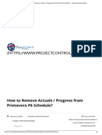 How To Remove Actuals - Progress From Primavera P6 Schedule - Project Control Academy
