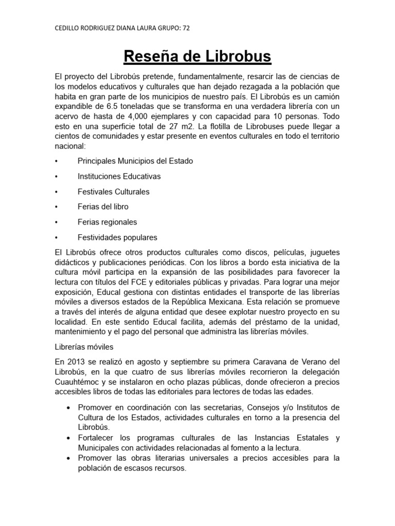 Librobús: Fomento de la Lectura Móvil | PDF | Novelas | Escritores