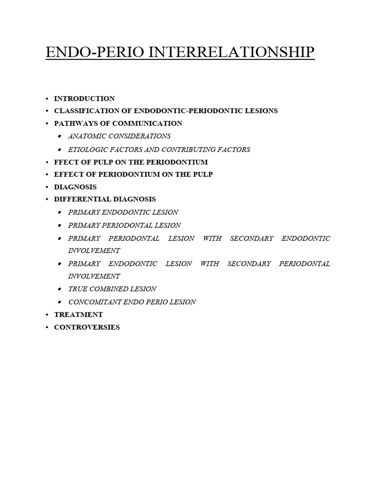 Endo Perio PDF Periodontology Human Tooth
