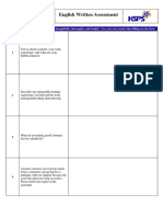 English Written Assessment Test