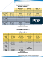 Calendario Juegos Semana 12 Al 22