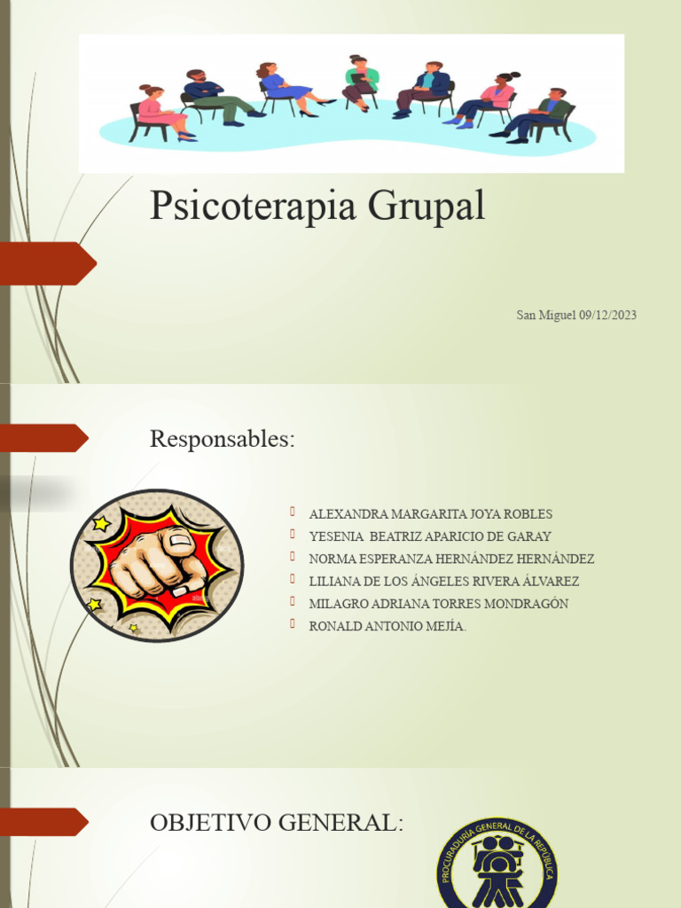 Diapositivas Psicoterapia de Grupo | PDF | Teoría de apego | Psicoterapia