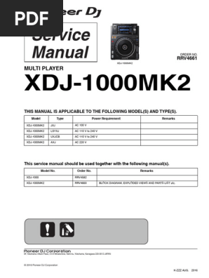 XDJ-1000MK2 Service Manual Overview | PDF | Electronic Engineering
