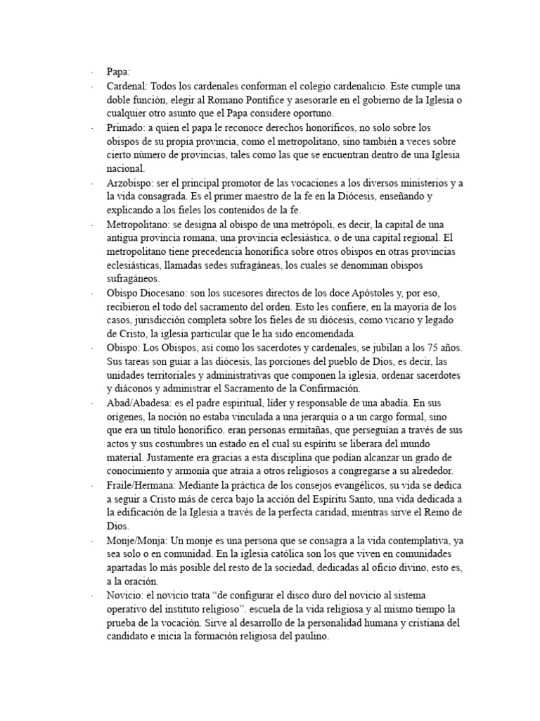 Estructura Jerárquica de la Iglesia Católica | PDF | obispo | Iglesia ...