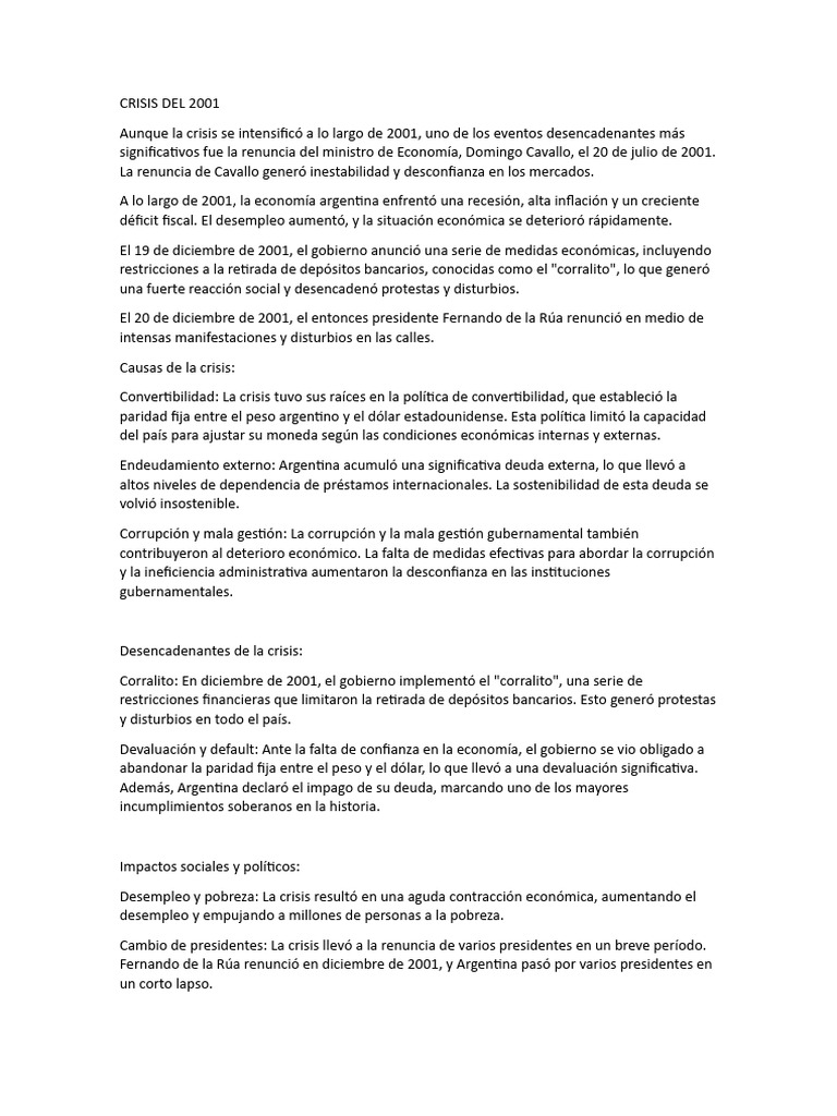 Crisis Del 2001 | PDF | Economias