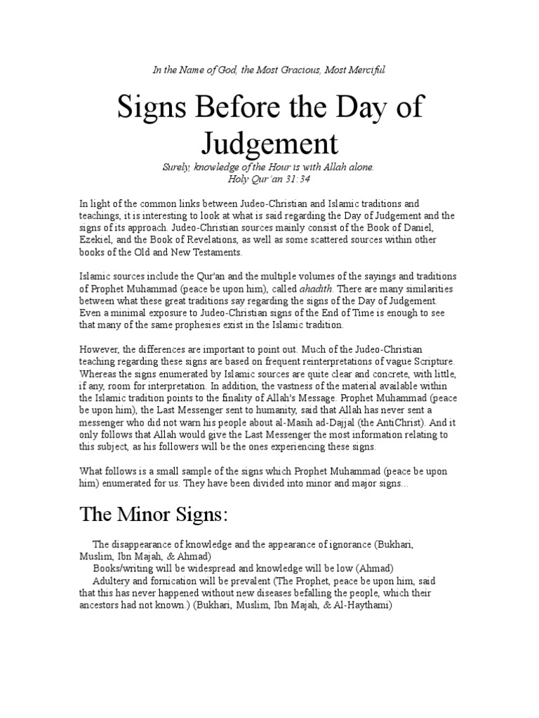 Signs Before the Day of Judgement | Hadith | Prophets And Messengers In ...