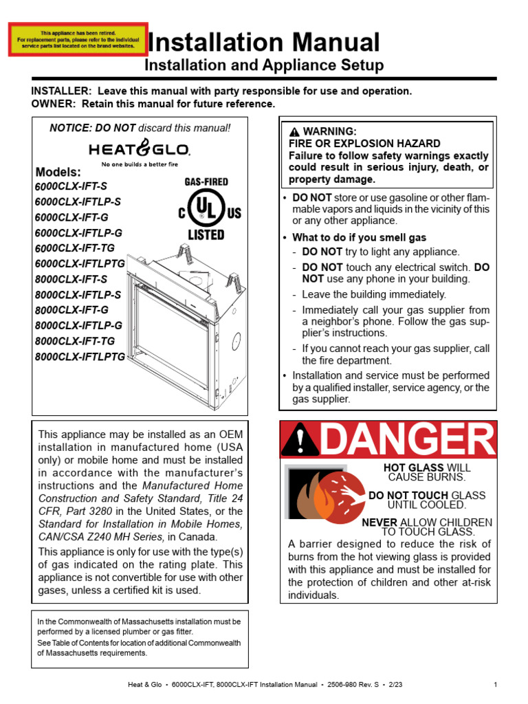 2506 980-6000CLXIFT 8000CLXIFT-install | PDF | Temperature | Fireplace