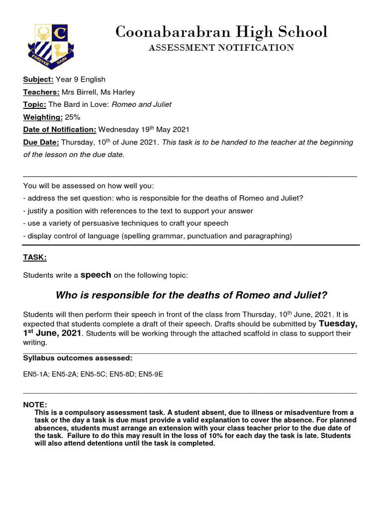 Year-9-Romeo-and-Juliet-2021-task Eubrfkkdbdk8274jdj | PDF ...