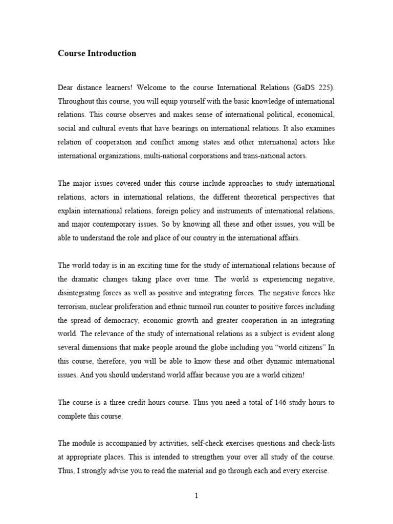 Introduction to International Relations | PDF | Sovereign State ...