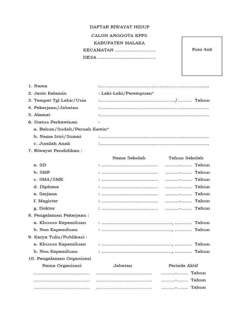 Formulir DRH | PDF