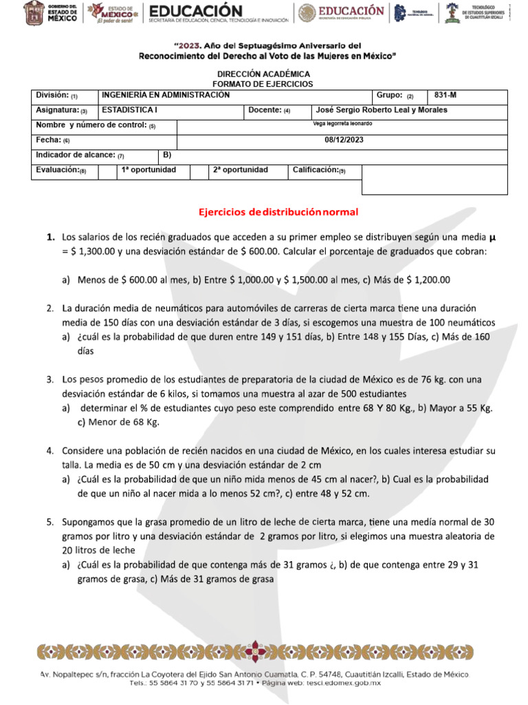 C5 A3 Ejercicios de Distribución | PDF