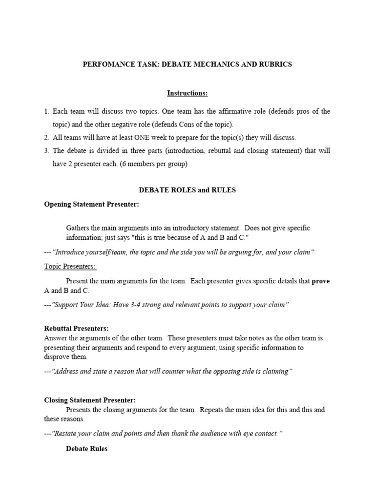 DEBATE MECHANICS | PDF | Argument | Human Communication