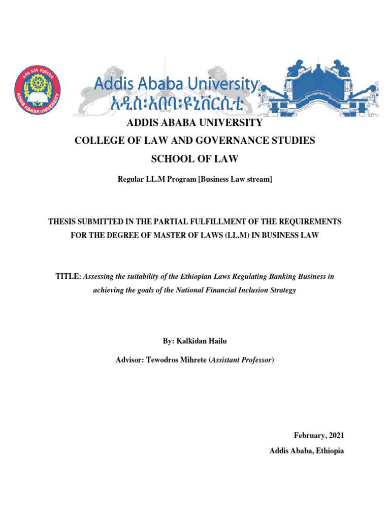 Assessing the suitability of the Ethiopian Laws Regulating Banking