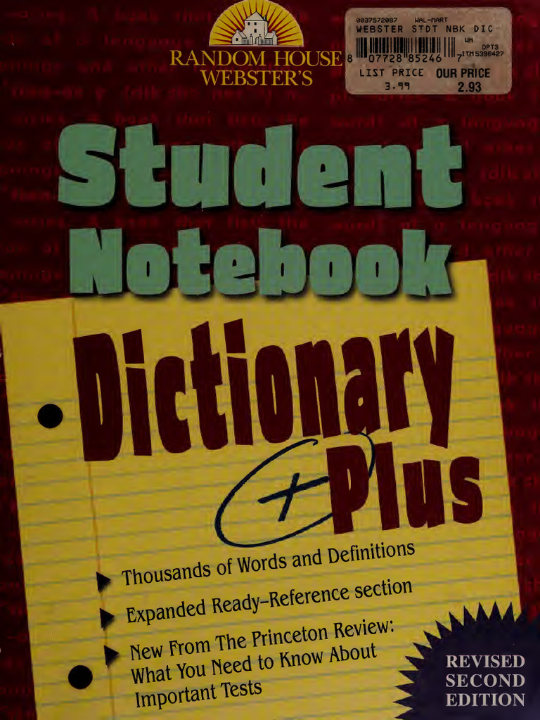 Random House Webster - S Student Notebook Dictionary Plus 2nd Edition | PDF  | Stress (Linguistics) | Verb