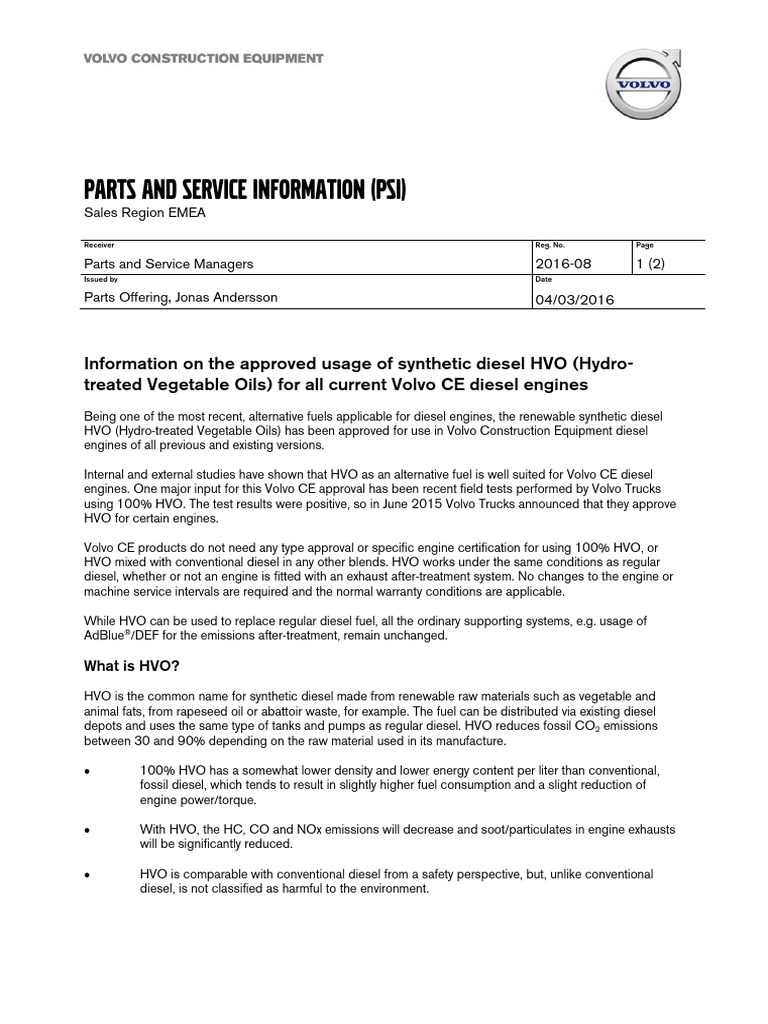 PSI 2016 - 08 Biofuel HVO | PDF | Diesel Fuel | Fuels