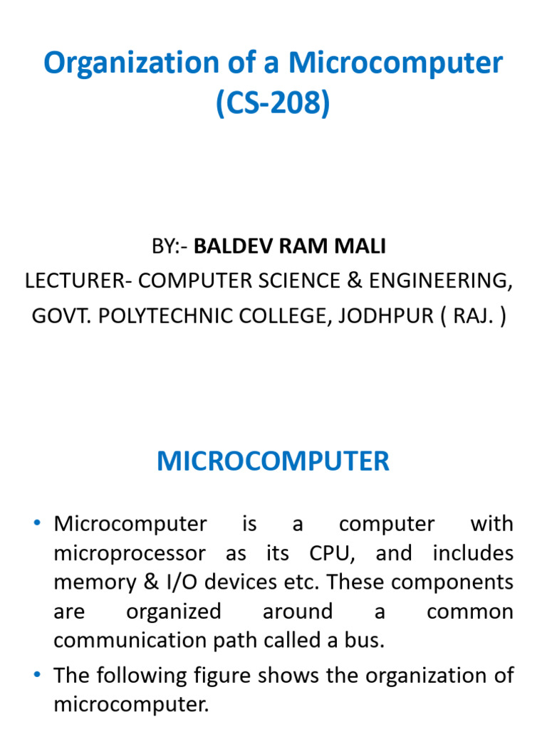 Microcomputer Organization Explained | PDF | Central Processing Unit ...