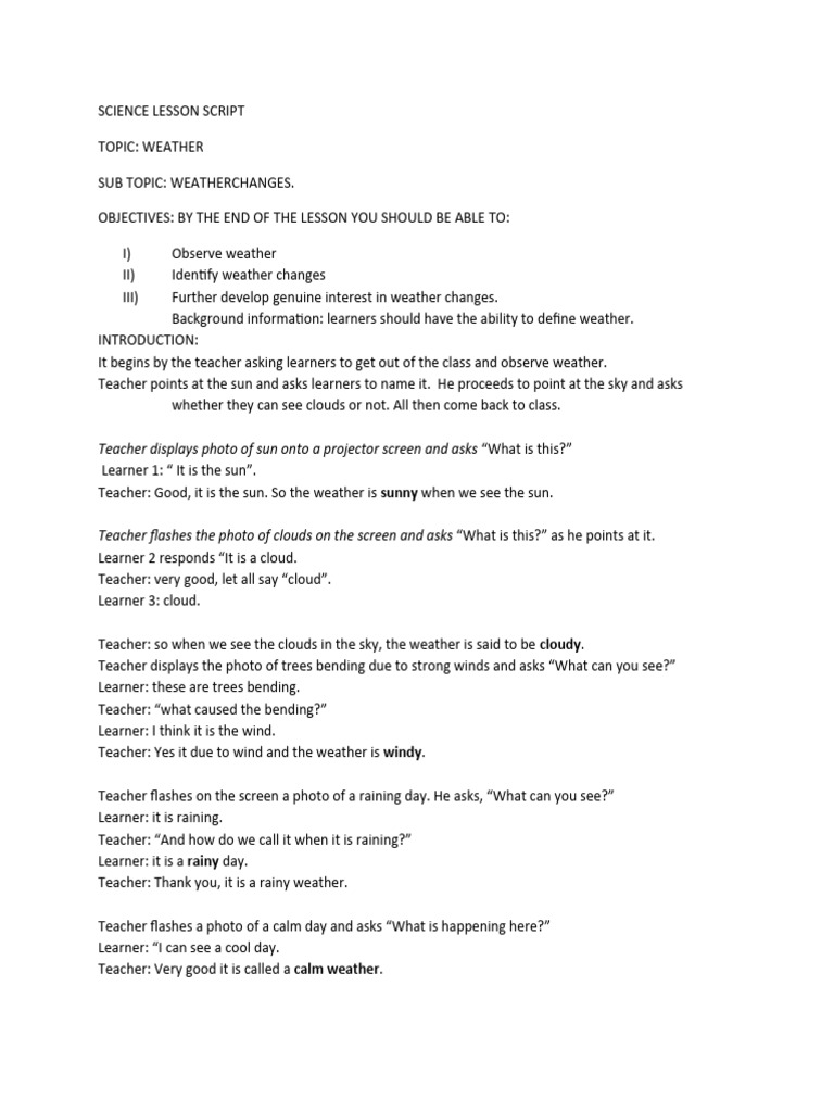Weather Script Five Day Notice