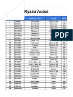 Exel Format Order List