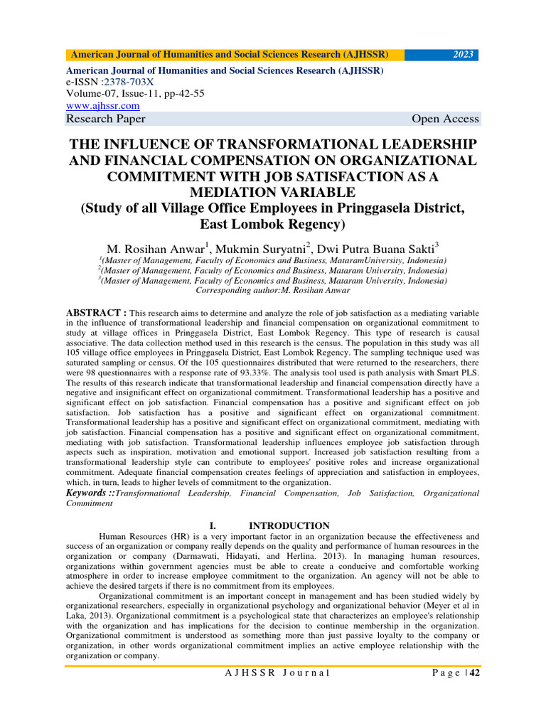 Transformational Leadership & Job Satisfaction Impact | PDF ...