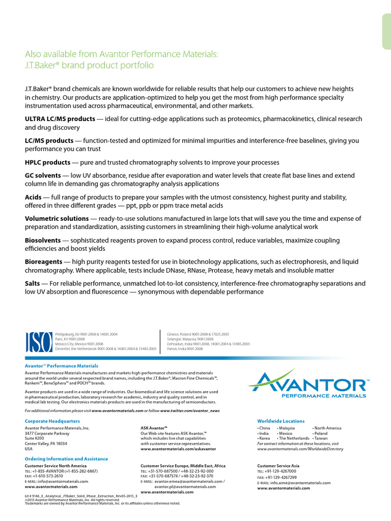 JTBaker Solid Phase Extraction | PDF | Chromatography | Materials