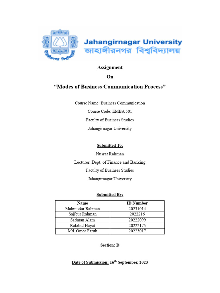 Modes Of Business Communication Process Pdf Communication