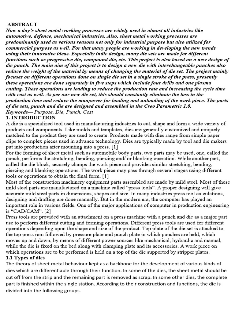 Punch and Die PDF Steel Sheet Metal