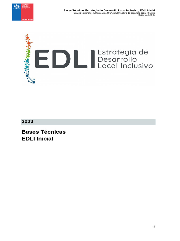 Bases Técnicas EDLI Inicial SENADIS | PDF | Inclusión (Educación ...