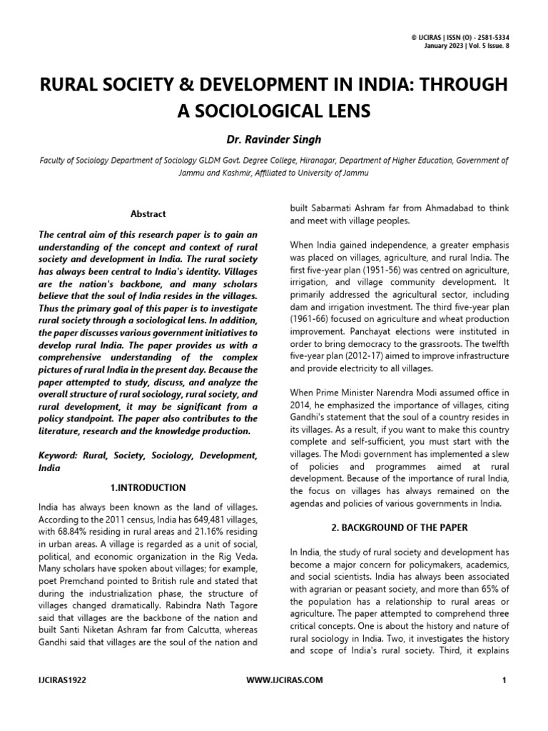 Rural Society and Development in India | PDF | Sociology | Rural Area