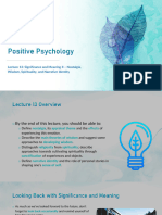 PSY232 Lecture 13 - Significance and Meaning II - Looking Back - Nostalgia J Wisdom J Spirituality J and Narrative Identity
