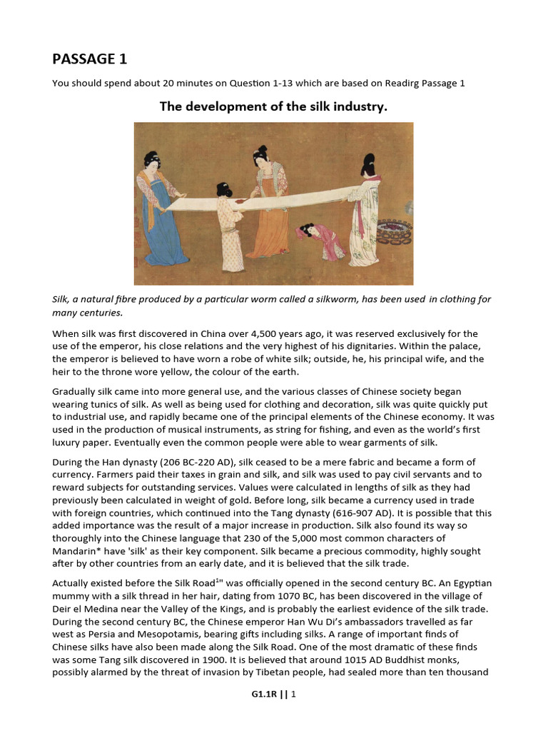 Passage 1 the development of the silk industry pdf silk expert