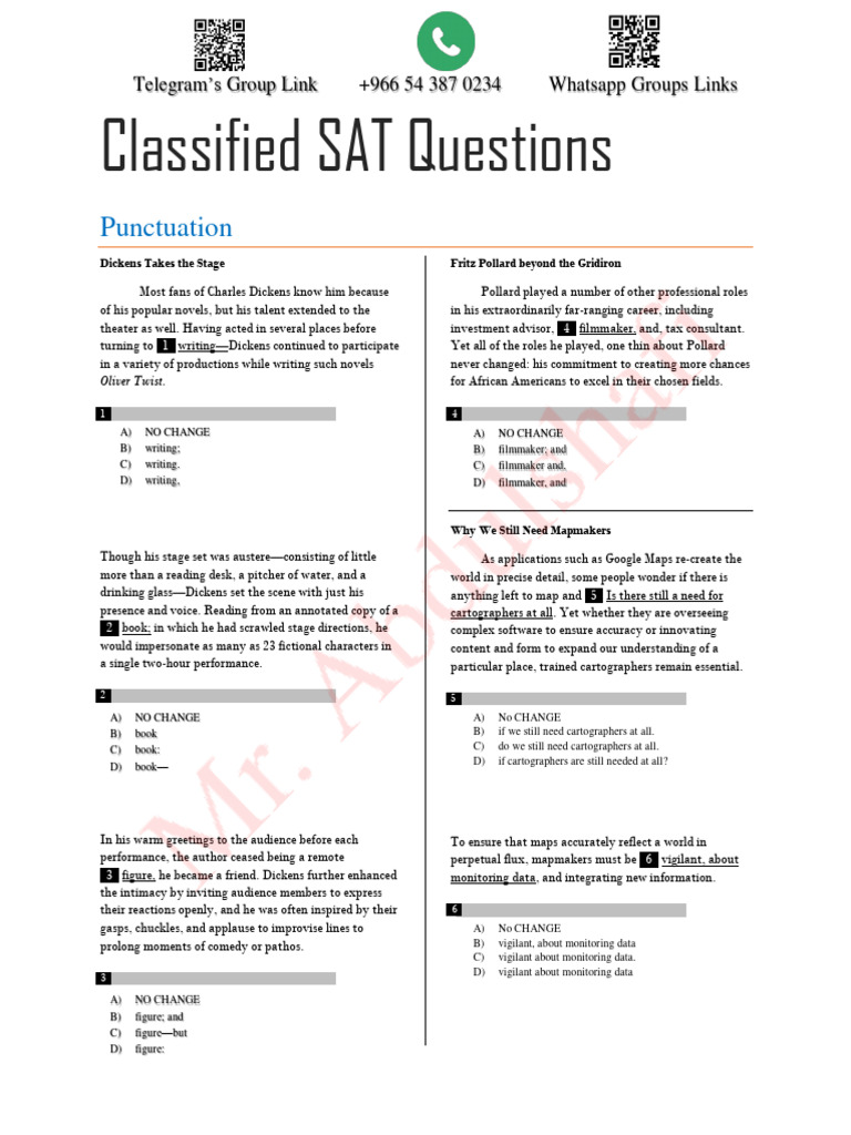 SAT English Questions and Practice | PDF | Cartography